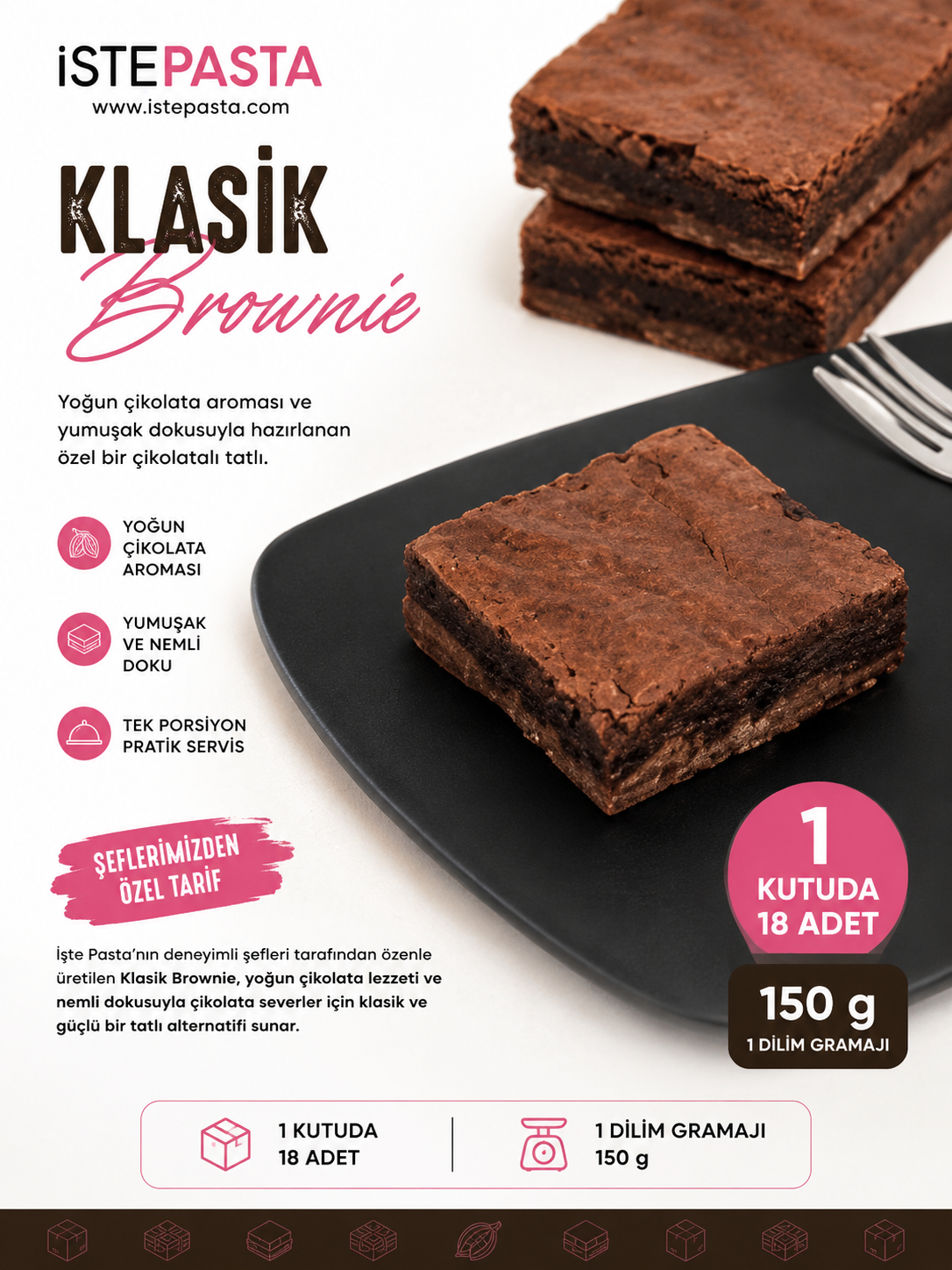 Klasik Brownie – 1 Kutu ( 18 Adet )