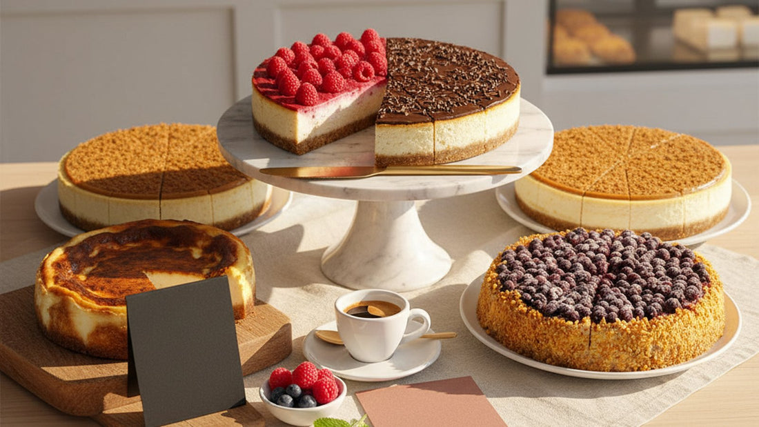 cheesecake cesitleri kafe menusu: Limonlu Cheesecake – 1 Kutu (  12 Adet ), Ahududu ( Frambuazlı ) Cheesecake  – 1 Kutu (  12 Adet ), San Sebastian Cheesecake – 1 Kutu (  12 Adet )