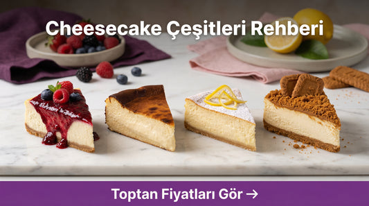Cheesecake çeşitleri: frambuazlı, san sebastian, limonlu ve lotus kremalı cheesecake dilimleri