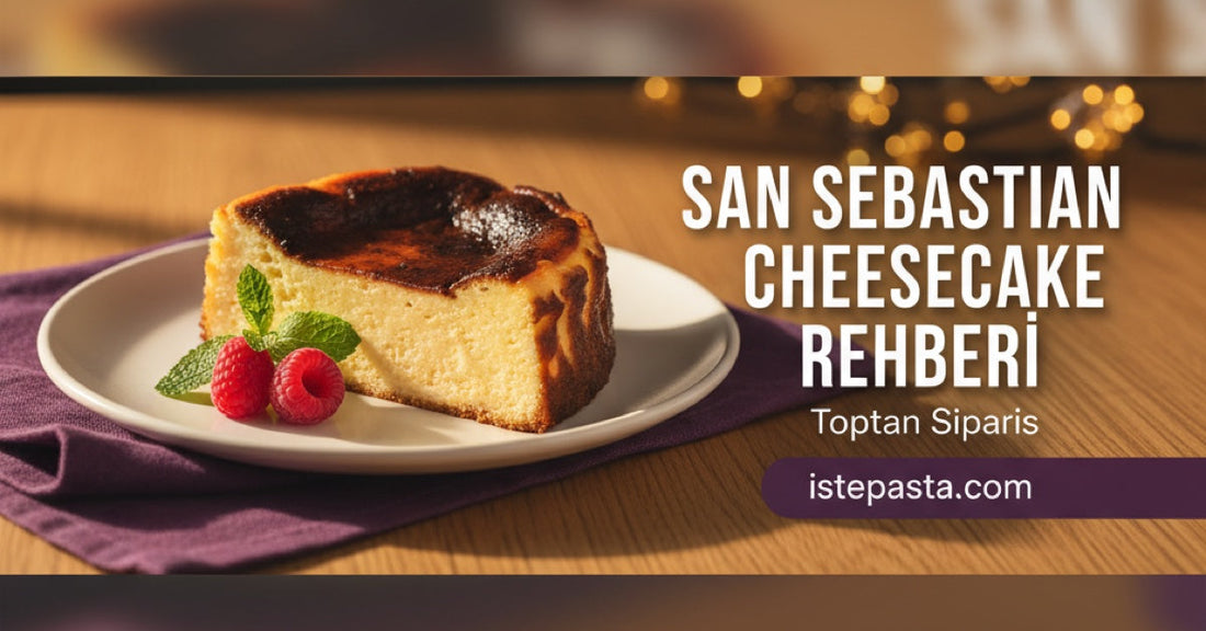 San Sebastian cheesecake rehberi — karamelize cheesecake dilimi kafe ortaminda