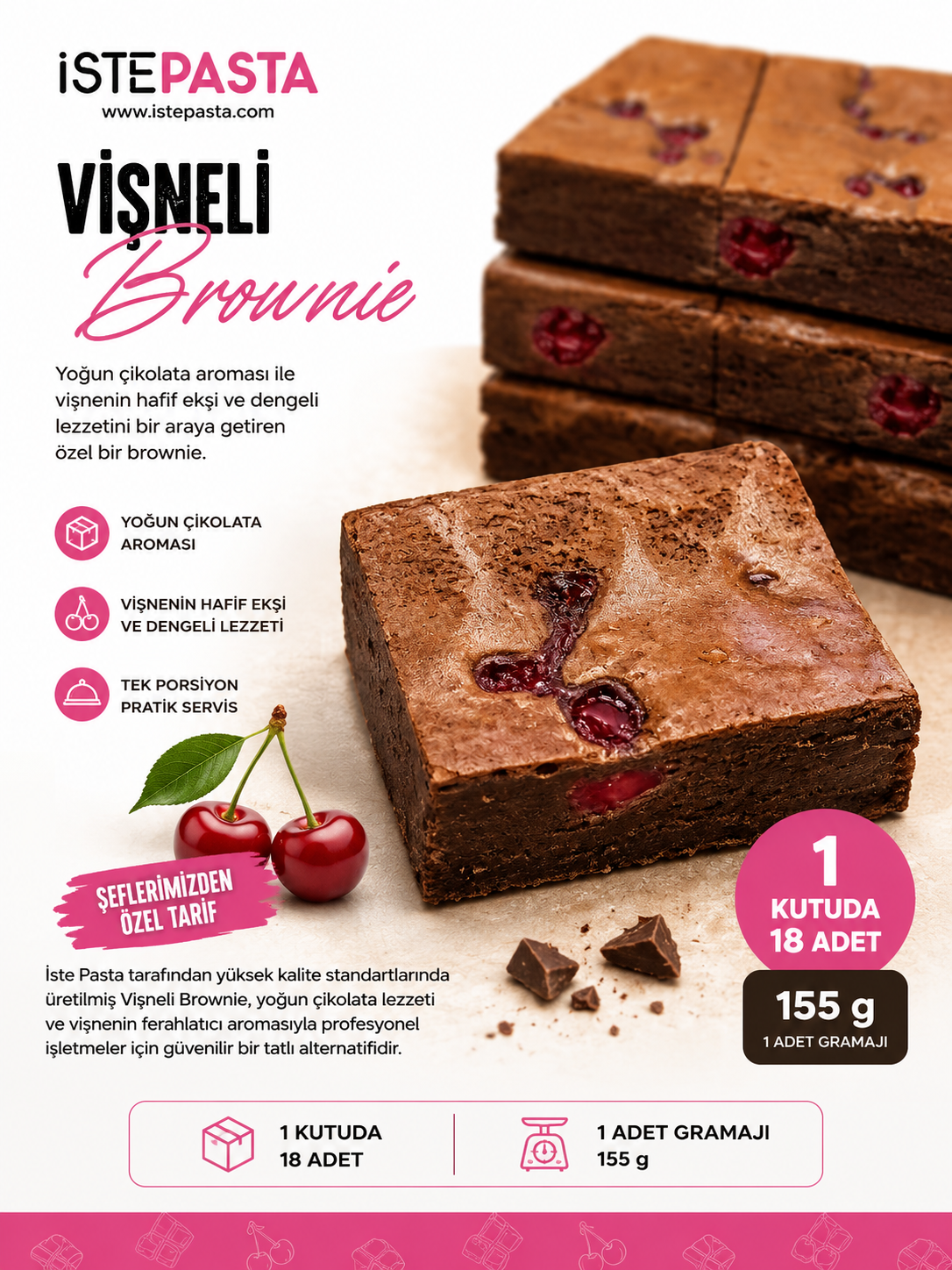Vişneli Brownie  – 1 Kutu ( 18 Adet )
