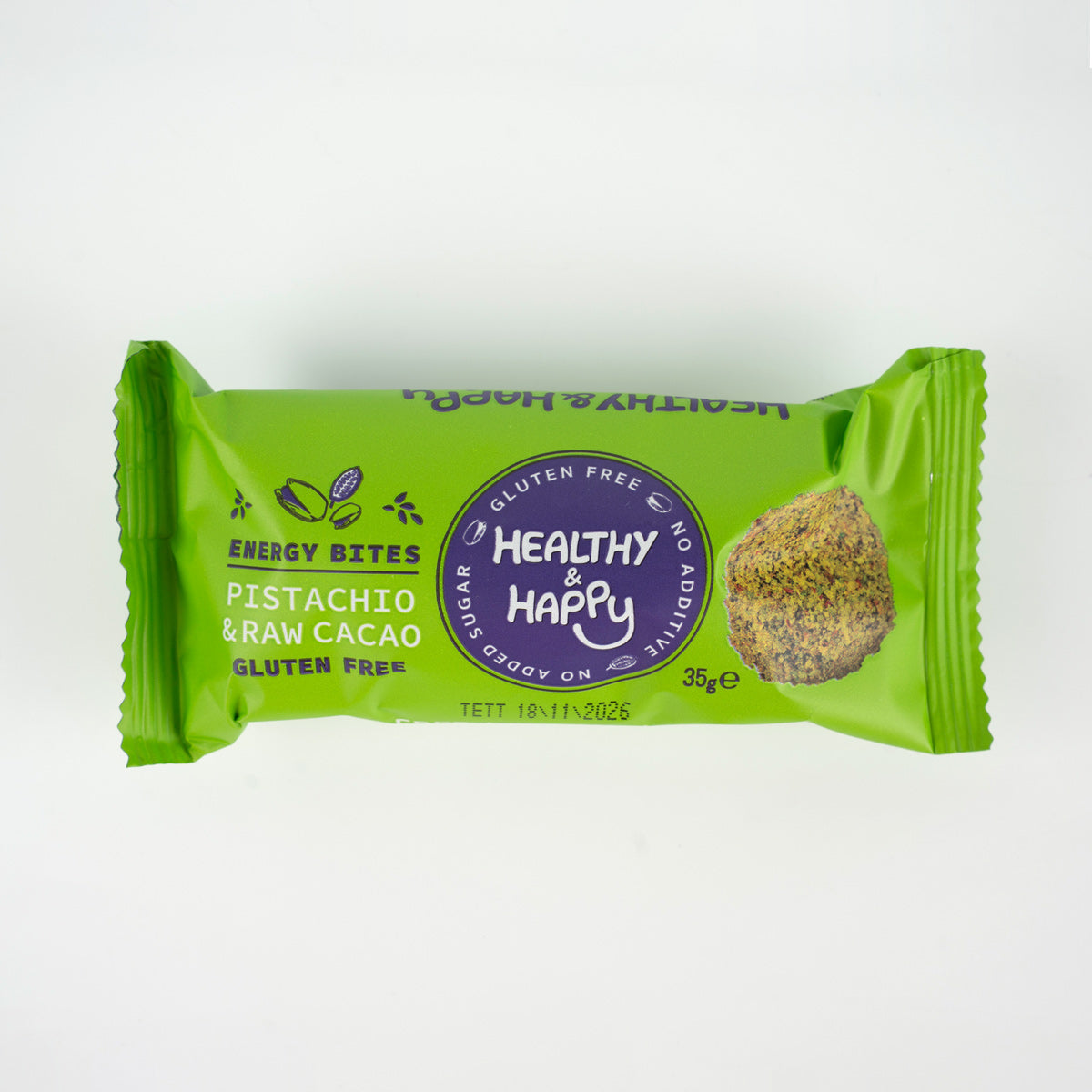 Antep Fıstığı & Ham Kakao Enerji Topu – 35 g (20 Adet / Kutu)