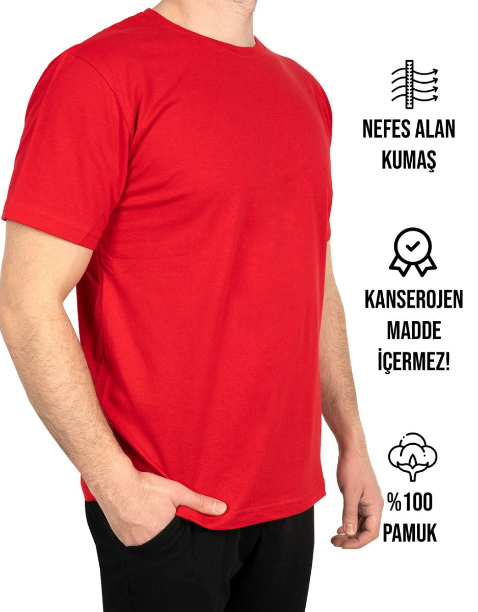 Basic T-shirt Kırmızı - Baskılı