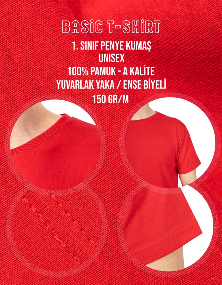 Basic T-shirt Kırmızı - Baskılı