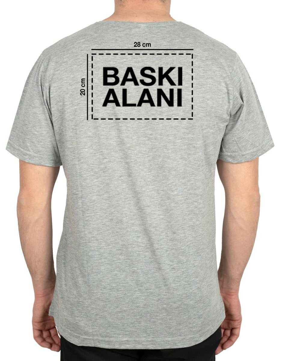 Basic T-shirt Gri - Baskılı