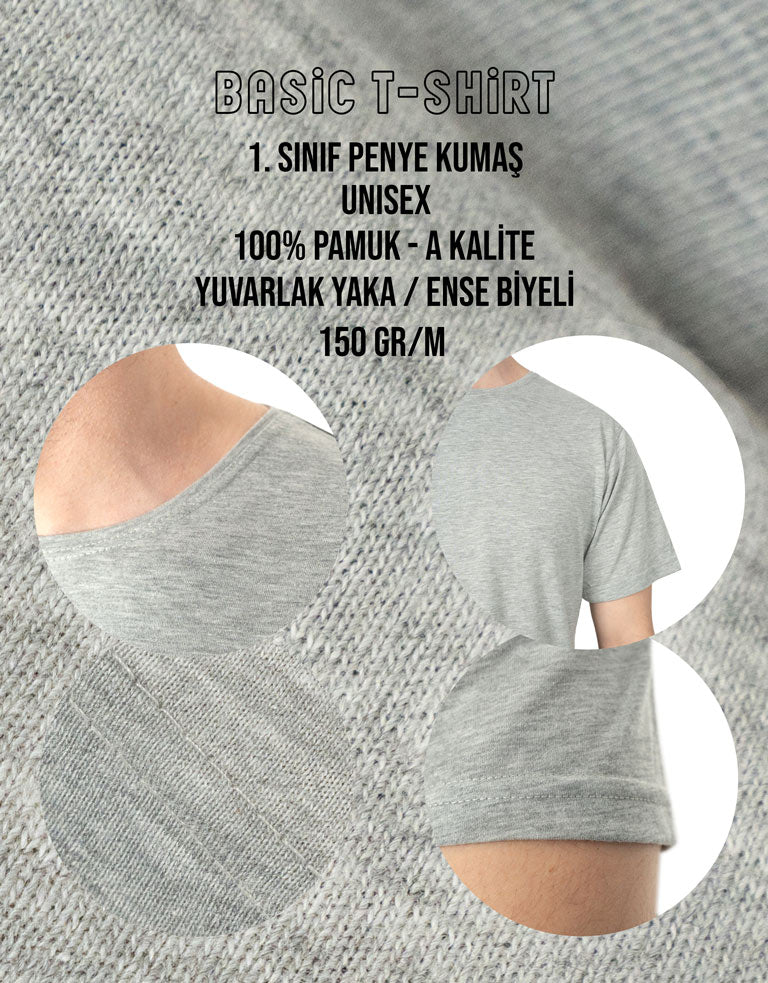 Basic T-shirt Gri - Baskılı