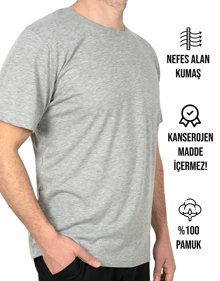 Basic T-shirt Gri - Baskılı