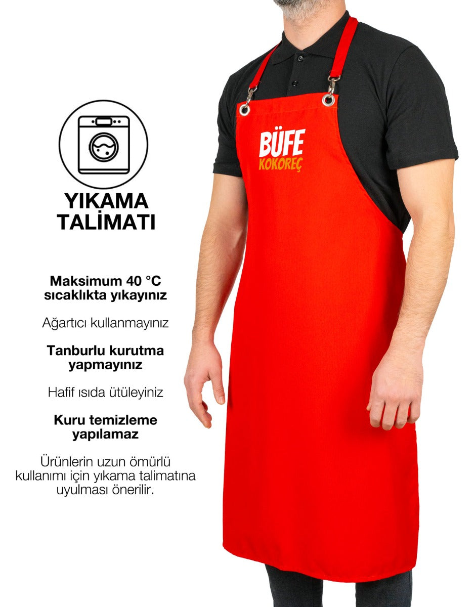 Baskılı MasterChef Mutfak Önlüğü - Kırmızı