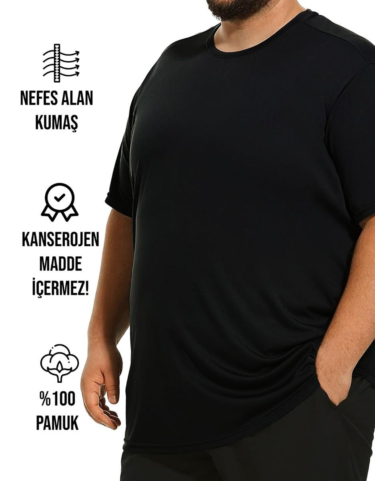 Büyük Boy T-shirt - Siyah (Özelleştirilebilir)